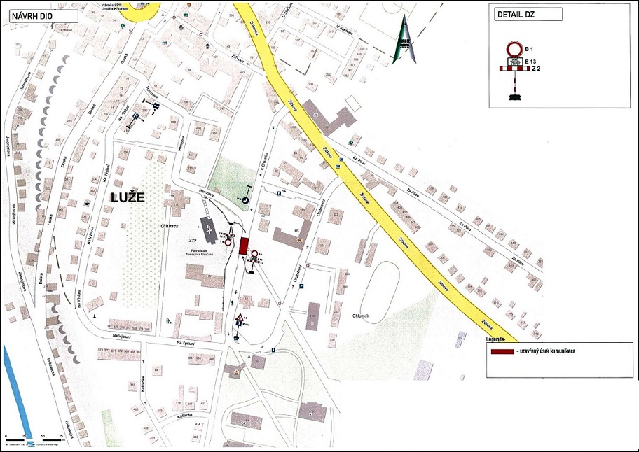 mapa uzavírky ulice Hamzova